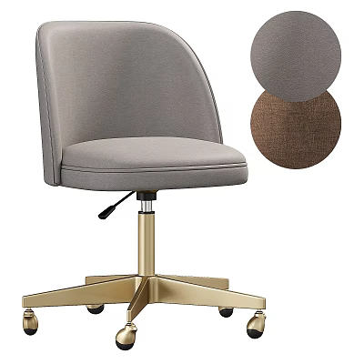 Modern Table and Chair Set Featuring Gray Fabric Gold Base Wheels and Multiple Fabric Options 3d model