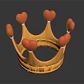 Fashionable Yellow Crown Jewelry With Red Heart Decorations And Stylish Design