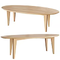 Modern Light Wood Dining Table With Oval Shape And Minimalist Leg Design 3d model
