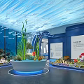 Coral Reef Restaurant Interior With Large Ocean Screen And Marine Themed Decor