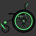 Modern Ergonomic Wheelchair Design With Green Accents On Wheels Footrest And Seat