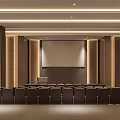 Luxurious Conference Room Interior With Seats Projection Screen And Decorative Walls