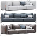 Modern Three Seater Sofa With Comfortable Cushions And Metal Leg Design