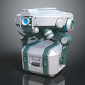 Modern Robotic Device With Mechanical Arms Blue Lenses And Storage Case Base
