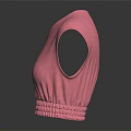 Pink Sleeveless Crop Top With V Neck Cutout Design And Braided Waistband