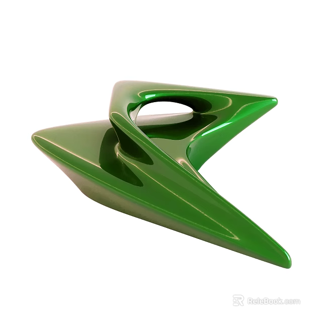 Green Modern Public Chair With Unique Curved Shape And Hollow Design 3d model 