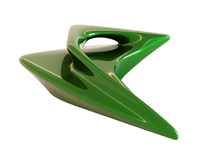 Green Modern Public Chair With Unique Curved Shape And Hollow Design 3d model