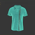 Collared Turquoise Polo Shirt Short Sleeve With Black Vertical Stripes Design