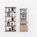 Modern Multi Tiered Bookcase With Open Design Metal Frame And Storage Compartments