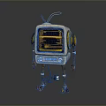Retro TV Robot With Yellow Screen Antenna Mechanical Arms And Legs