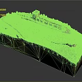 Ancient Architecture Model With City Wall Tower On Green Hill And Winding Path