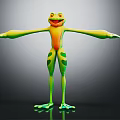 Frog Character With Green And Yellow Body Green Spots Open Arms Smiling Expression