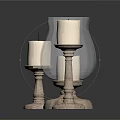 Elegant Wooden Candle Holders With Lit Candles And Glass Cover