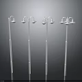 Six White Architectural Street Lamp Posts With Top Lamps On Grey Background