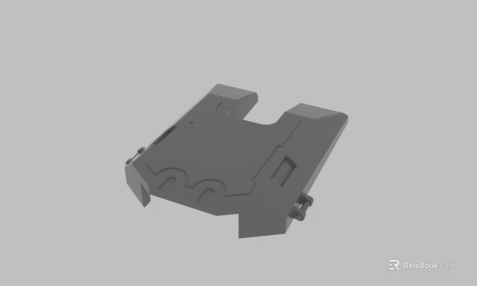 Gray 3D Rendered Mechanical Component With Structural Design And Mounting Features 3d model 