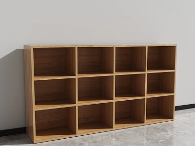 Modern Wooden Bookcase With Multiple Open Shelf Compartments In Light Wood Tone Interior 3d model