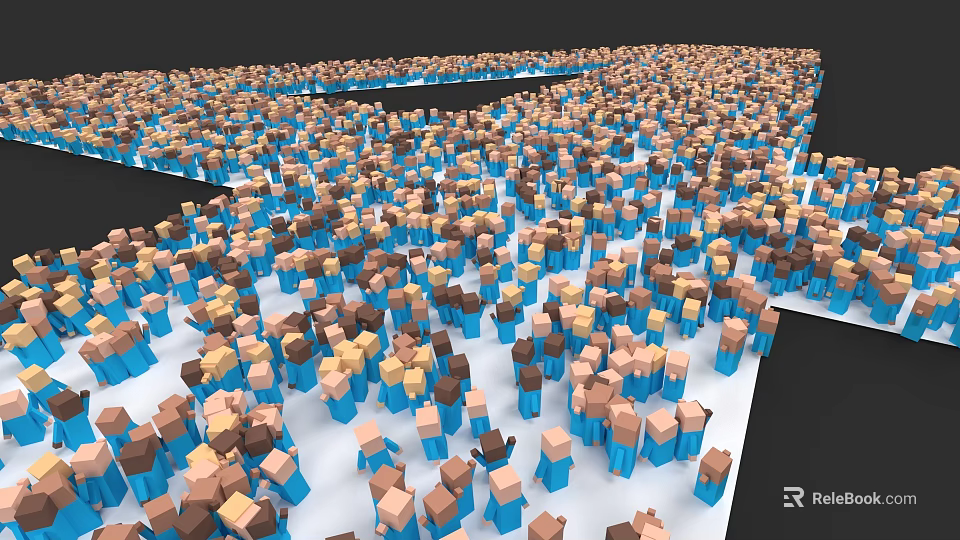 Colorful Cubes Arranged In Large Collection With Blue Brown Yellow Tones 3d model 