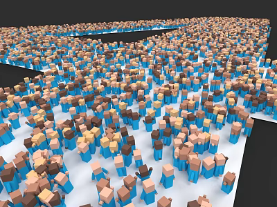 Colorful Cubes Arranged In Large Collection With Blue Brown Yellow Tones 3d model