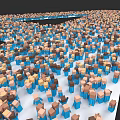 Colorful Cubes Arranged In Large Collection With Blue Brown Yellow Tones