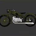 Vintage Green Motorcycle Classic Design with Black Seat Chrome Details and Reflective Surface