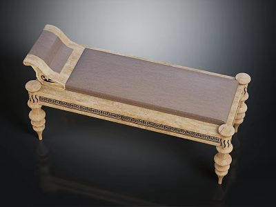 Classic Wooden Bench With Carved Details Upholstered Seat Ornate Legs And Elegant Design 3d model