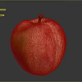 Fresh Juicy Red and Yellow Apple with Striped Skin and Brown Stem on Dark Background