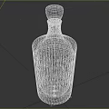 Elegant Clear Crystal Glass Bottle With Green Cap And Vertical Ribbed Design