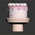 Pink Frosting Dripping Cake with White Meringue Swirls and Colorful Sprinkles on Pink Stand