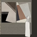 Abstract Geometric Wall Art With White Sculpture And Textured Wall 3d model