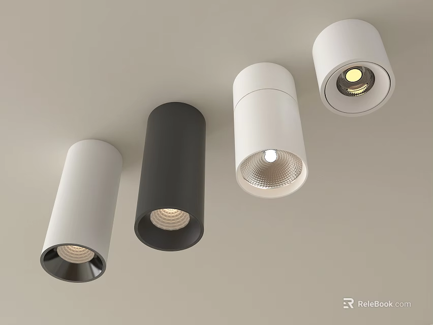Modern White And Black Downlights Spotlights For Ceiling Mounted Indoor Lighting 3d model 