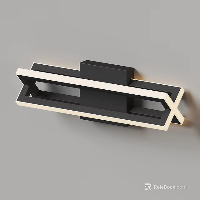 Modern Geometric Wall Light With Black Frame And White Accent Design 3d model