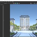 Modern High Rise Residential Building By Waterfront 3d model
