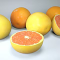 Fresh Ripe Grapefruit Whole And Sliced Citrus Fruit With Red Flesh And Yellow Peel