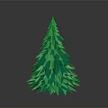 Modern Green 3D Christmas Tree With Layered Leaves On Gray Background