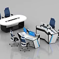 Modern Conference Room Setup With Desks Computer Monitors And Ergonomic Chairs