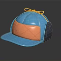 Blue And Orange Quilted Panel Snapback Hat With Stitched Design And Ribbon Bow
