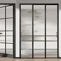 Modern Black Framed Glass Doors For Interior Space Partition Design 3d model