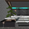Garden Ornament Design With Stone Wall Steps Small Pine Tree And Water Feature