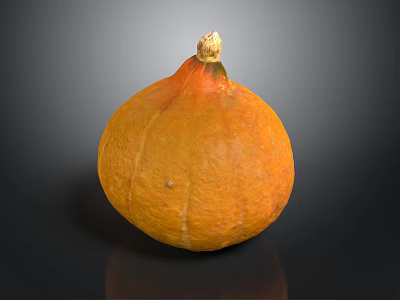 Orange Round Pumpkin With Smooth Texture On Black Reflective Background 3d model