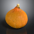 Orange Round Pumpkin With Smooth Texture On Black Reflective Background
