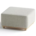 Light Gray Fabric Ottoman Set With Wooden Legs Modern Two Sizes Home Decor