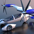 Modern Futuristic Flying Car With Rotating Propellers And Sleek Aerodynamic Wings