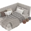 Modern Kids Bed With Upholstered Headboard And Decorative Animal Pillows