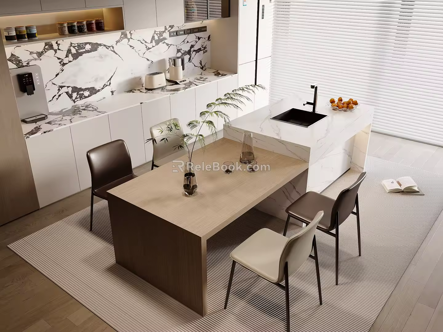 Dining Table and Chair Dining Table Dining Chair Dining Table and Chair Painting Vase Ornaments 3d model