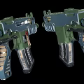Tactical Military Firearm With Green Blue Design Emblem Magazine And Combat Parts