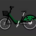 Modern Commuter Bicycle With Black And Green Color Scheme Front Basket And Stylish Wheel Decorations
