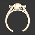 Elegant Gold Open Cuff Bracelet With Intricate Carvings And White Gemstone
