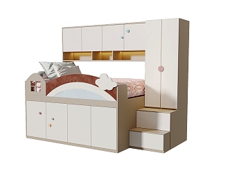 Children's Room Bed Wardrobe Children's Bed 3d model