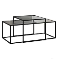 Modern Nesting Coffee Table Set With Black Metal Frame And Glass Top 3d model