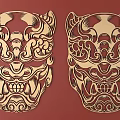 Japanese Metal Carving Japanese Patterns and Wind Patterns Traditional Carving 3d model